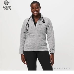 On shift sweater-knit jacket in heather gray